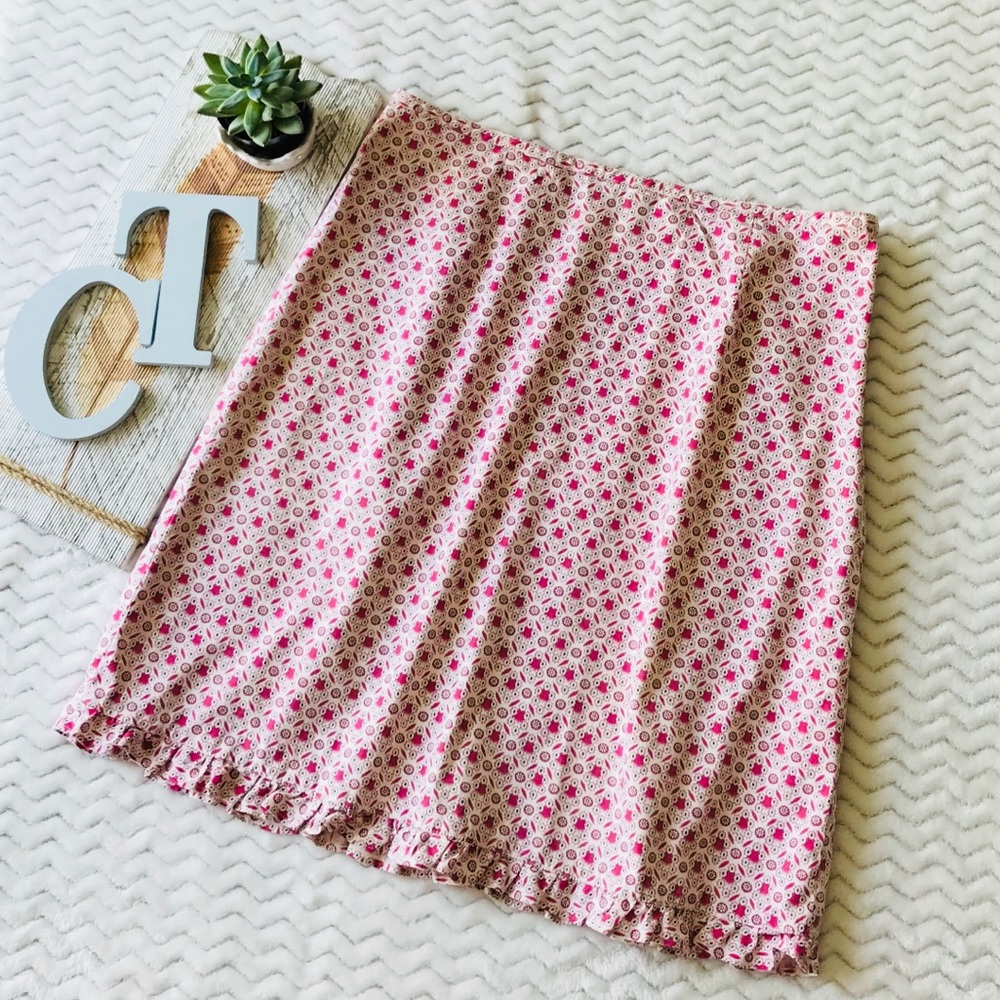 J Crew Cotton Daisy Print Skirt With Ruffle Trim - Picture 1 of 6